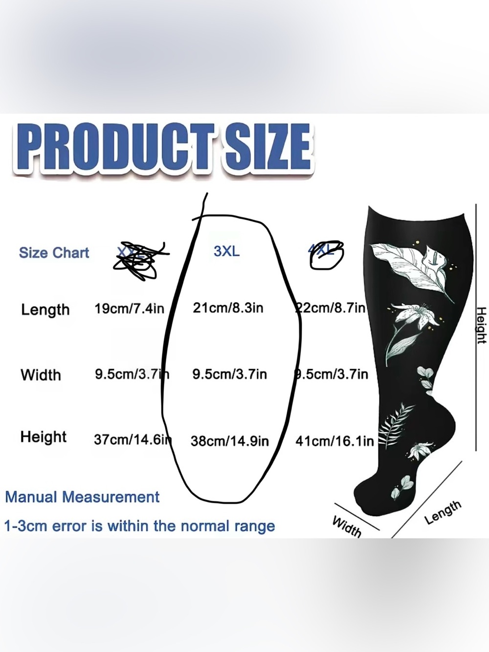 NWOT Plus Size Women 2 Pair Flower
Compression Socks size 3X - Picture 7 of 7